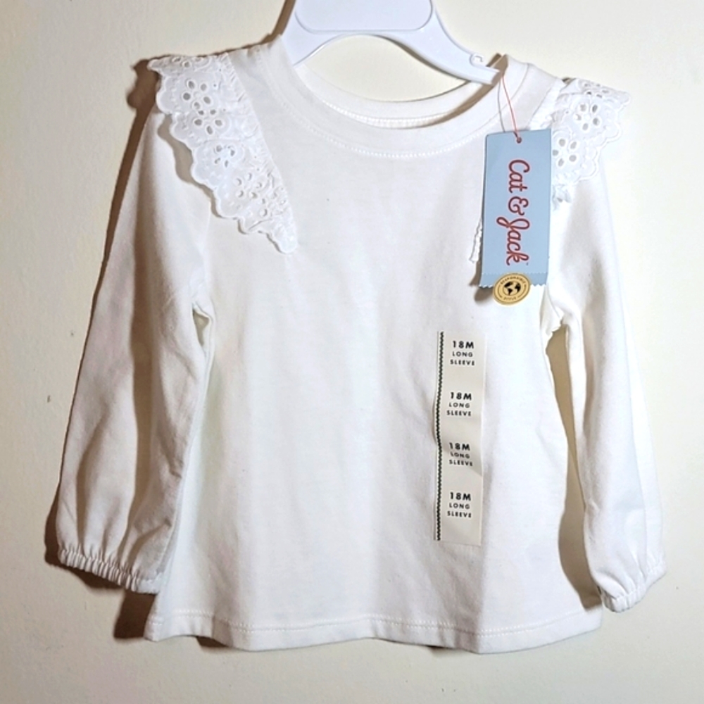 Cat & Jack toddler girl long sleeve top. 18M off-white